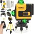 Лазерный уровень DeWalt DCLE34031N 4D 16-линейный зеленый луч на 2 аккумулятора, нивелир для измерения пересечения линий на 360 со штативом в кейсе