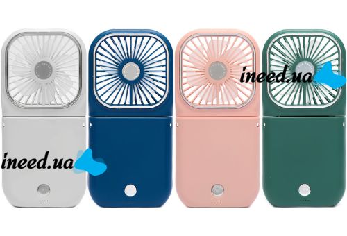 Портативный мини вентилятор Mini Fan F30 3 в 1 Powerbank карманный ручной мини-вентилятор с ремешком на шею, держателем и зарядкой для телефона USB