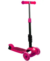 Триколісний дитячий самокат беговел Scooter FYS-2864 Pink 5 в 1 зі складним сидінням, батьківською ручкою та колесами, що світяться, для дітей Рожевий