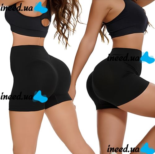 Women's Seamless Lifting Yoga Shorts XZY8855 Stretchy High Waist Push-Up Sport Cycling Shorts for Fitness Black S-XXL