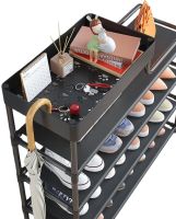 Обувница с полкой для аксессуаров Araqel Shoe Rack стеллаж органайзер для хранения обуви 60х21x78 см металлическая стойка на 5 полок в прихожую Черная