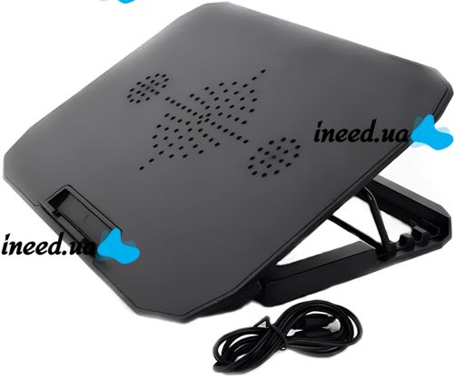 Складна підставка для ноутбука з охолодженням Shaoyundian Notebook Cooler розкладний регульований столик охолоджувач з вентилятором USB Чорний