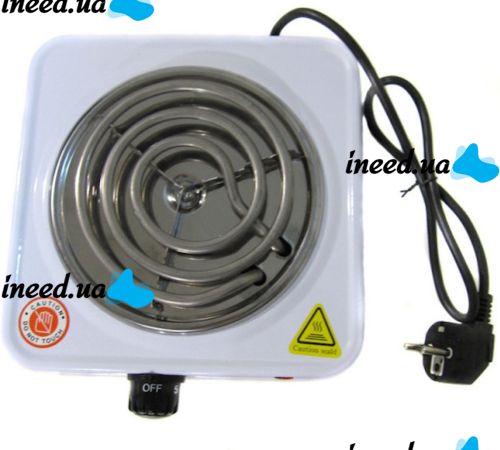 Електрична настільна спіральна плита на одну конфорку Domotec MS-5801 1000W, одноконфорочная електроплита 1000Вт з термостатом на 5 положень