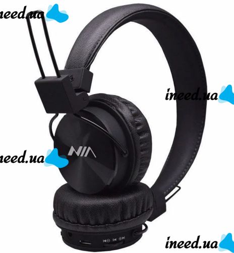 NIA X3 Wireless Over-ear Bluetooth Headphones with MP3 Player and FM Black, Full-size Bluetooth Stereo Headphones with Microphone and Radio Black