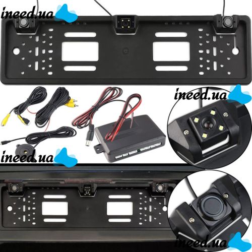 Автомобільна камера заднього виду в рамці номерного знака Car Cam Parking sensor 5429 з парктроніком, Тримач рамка для номера з камерою, Авторамка