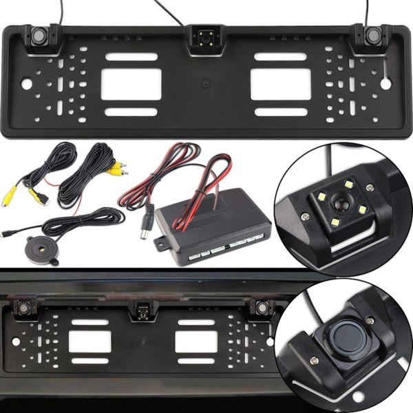 Автомобильная камера заднего вида в рамке номерного знака Car Cam Parking sensor 5429 с парктроником, Держатель рамка для номера с камерой, Авторамка