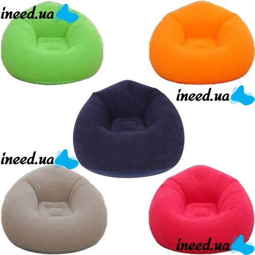 Надувное кресло диван Intex Beanless Bag 68579 до 150 кг для отдыха, Велюровый одноместный пуфик груша Air Sofa XL-1133 KR-1 для дома и улицы