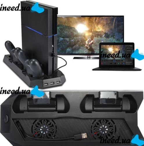 PS4 Slim, Pro Skytech 5 in 1 Game Console Stand Charging Dock for Playstation 4 Joysticks Stand with Cooling and USB Hub