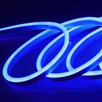 Світлодіодна силіконова стрічка Led Neon 0740 синя 5 м неонова гнучка підсвітка в силіконі з блоком живлення від мережі 3000К IP65 12v-220v Blue