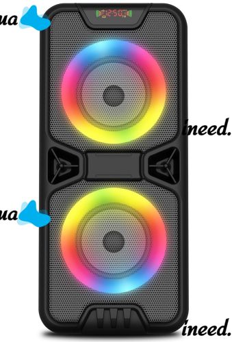 Акумуляторна колонка динамік Bluetooth BKK B86 з LED підсвічуванням 20W, бездротова акустична система караоке USB SD FM AUX від акумулятора Чорна