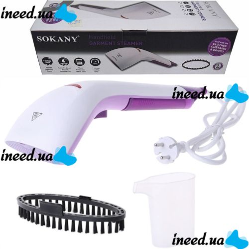 Ручний вертикальний відпарювач Sokany Hand Steamer YG-868 для одягу і штор з насадкою щіткою, Парова праска 1200W для дому, Пароочисник від мережі