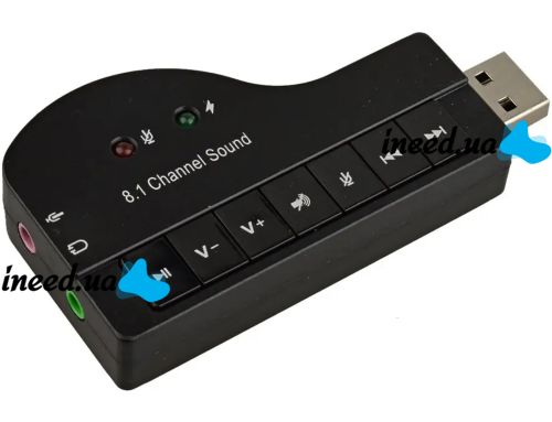 External USB 8.1 Piano Sound Card External Sound Adapter for Laptop and PC Computer, USB Audio Card with Control Buttons 8.3x4.3 cm