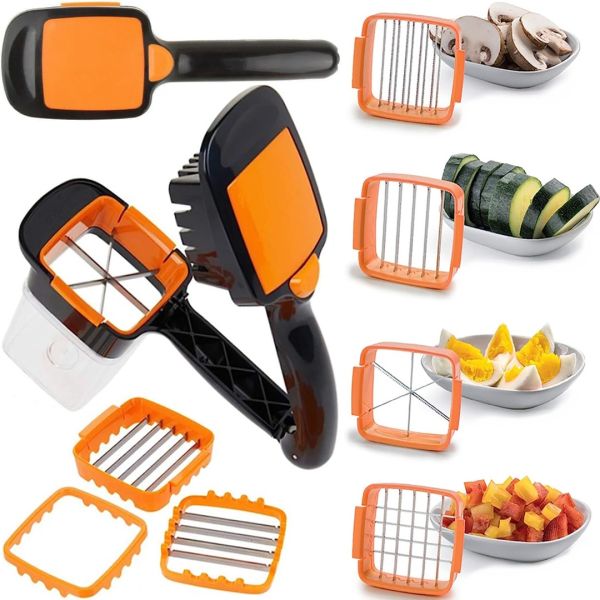    Овочерізка з контейнером 5 в 1 Nicer Dicer Quick ручний подрібнювач слайсер для овочів і фруктів, кухонний набір з насадками для нарізки продуктів