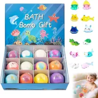 Подарочный набор бомбочек Bath Bomb Gift 12 штук для ванны с игрушкой сюрпризом, детские спа бомбочки шарики Морские жители для ванной с игрушками
