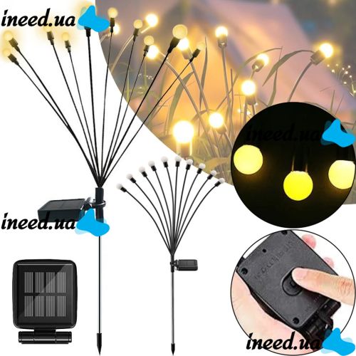 Вуличний садовий світильник Solar Sunari Lamp FLS-89 Світлячок 10 LED на сонячній батареї теплий білий, Ландшафтний ліхтар 72 см для саду