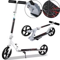 Two-wheeled Folding Scooter Scooter 888 BT-3 White with Footrest and Height Adjustment for Teenagers 110 kg, Urban Straight Scooter Wheels 200mm