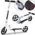 Two-wheeled Folding Scooter Scooter 888 BT-3 White with Footrest and Height Adjustment for Teenagers 110 kg, Urban Straight Scooter Wheels 200mm