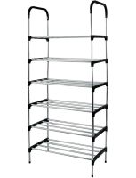 Підлогова Полиця органайзер Shoe Rack Rias RD-9005 для зберігання взуття 6 ярусів, стійка етажерка на 6 секцій полиць 115x56x30 см зі сталі срібляста