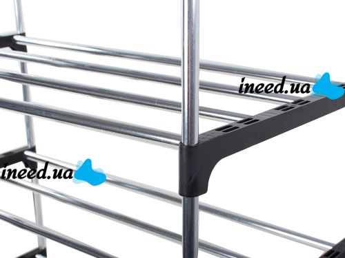 Підлогова Полиця органайзер Shoe Rack Rias RD-9005 для зберігання взуття 6 ярусів, стійка етажерка на 6 секцій полиць 115x56x30 см зі сталі срібляста