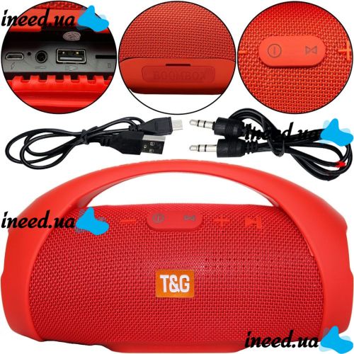 Large Wireless Music Speaker T&G Booms Box Big Red with Handle Portable Bluetooth Speaker Boombox Style USB AUX for Android IOS
