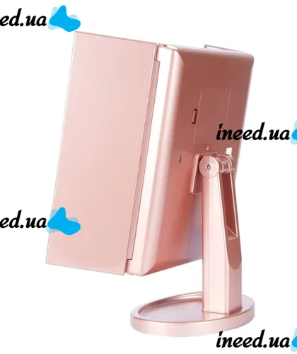 Cosmetic Triple Mirror with Touch Button Superstar Magnifying Mirror JN-817 3 in 1 with Magnification, Folding Mirror with LED Backlight Pink
