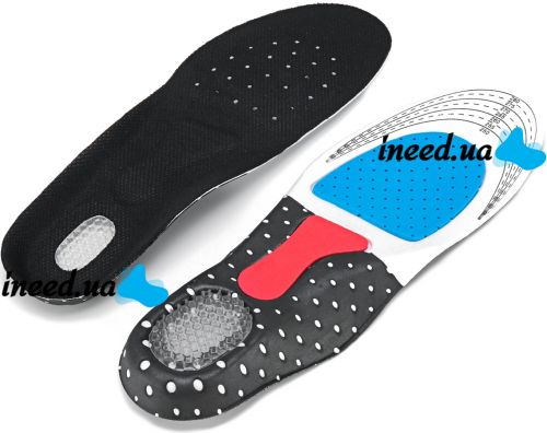 Orthopedic insoles size 39-44 with rigid supinator and gel heel AND195 universal trimmed insoles from flat feet, blisters for shoes