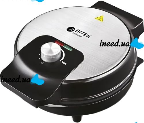 Bitek BT-2214 electric waffle maker for round waffles and thin tubes 3000W round electric waffle maker with non-stick coating from the mains Black