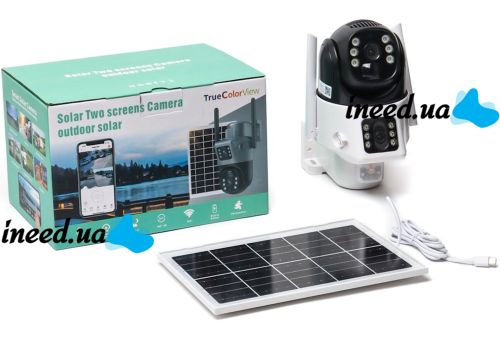 Уличная IP камера видеонаблюдения Solar Camera V36 WI-FI поворотная видеокамера с двумя линзами и удаленным доступом от солнечной панели V36