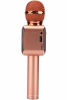 Бездротовий мікрофон караоке Wster WS-1818 Bluetooth USB AUX FM з вбудованою колонкою і функцією зміни голосу на акумуляторі в чохлі Рожевий