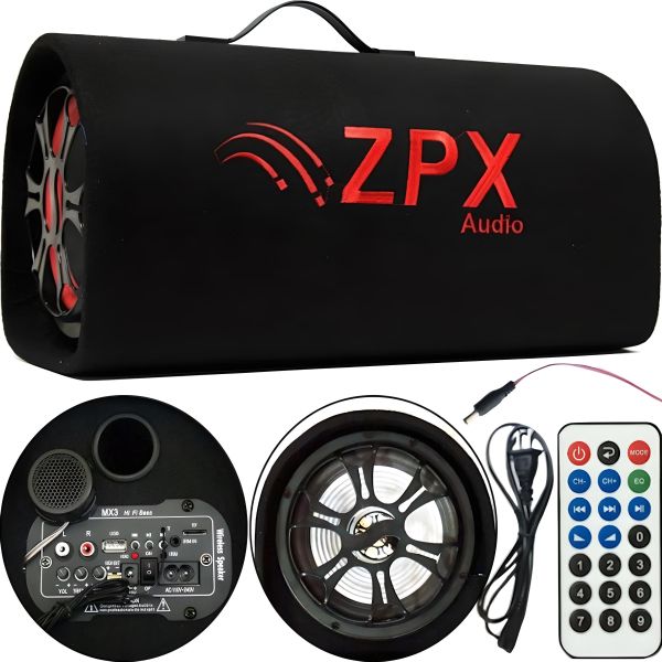 Автомобильный активный Bluetooth сабвуфер бочка ZPX ZX-6SUB 600W 6" дюймов с встроенным усилителем и пультом, Автомобильная колонка саб в машину