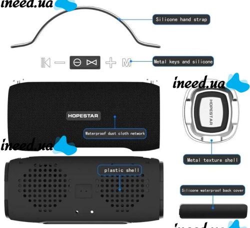 Портативна Bluetooth бездротова стерео колонка Hopestar H24, вологозахищена акустика з FM радіо і MicroSD H-24