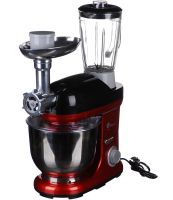 Stationary planetary harvester dough mixer Domotec MS-2052 with a metal bowl for 4 liters 3500W, Kitchen mixer meat grinder blender with nozzles Red