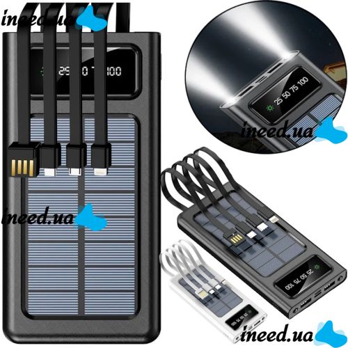 Charger Power bank YM-485 Solar 10000 mAh with a set of cables 4in1 External solar battery Type-C microUSB Lightning