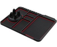 Противоскользящий автомобильный коврик органайзер Scratch mat HA-20 4в1 на приборную панель машины, Держатель подставка для телефона и карт Красный