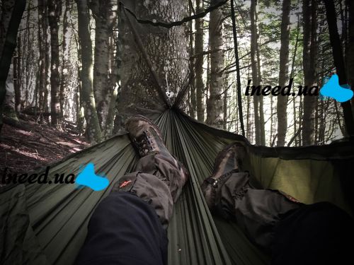 Підвісний туристичний нейлоновий гамак Hammock With Net Army до 200 кг з москітною сіткою для кемпінгу похідний гамак 263х135 Хакі Олива, Оливковий