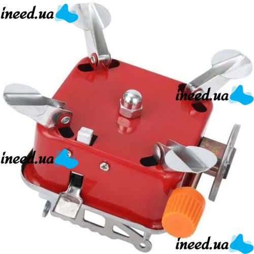 Tourist gas burner stove taganok Kovar MB-K202 for cooking with collet mounting for gas cylinders and piezo ignition Red