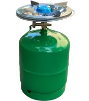 Tourist gas cylinder Golden Lion Rudyy Picnic-SV with a burner of 12 liters 5 kg 2.5kW, Household Propane cylinder with piezo ignition and handle PK-3 Green