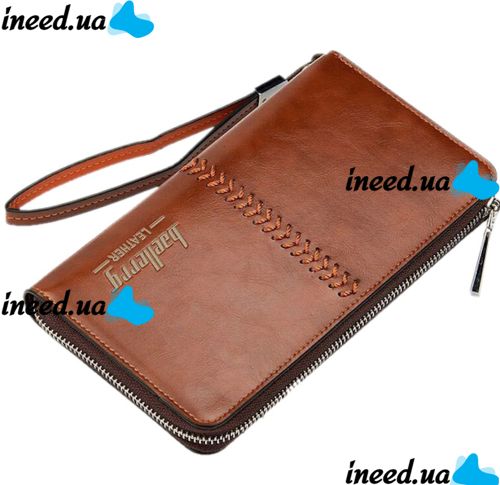 Чоловічий гаманець клатч Baellerry Leather Model 1 W009 Orange з відділенням для телефону, чоловіче портмоне на 21 відділень для купюр Помаранчевий