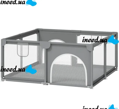 Дитячий ігровий манеж Harmony Comfort HRM-1218 120х180 см ігрова зона з москітною сіткою для дитячих ігор, сухий складаний басейн для малюків Сірий