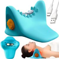 Масажна імпульсна подушка підголівник Spin Pillow LY - 471 вібраційний міостимулятор U-подібної форми для розслаблення м'язів шиї і плечей Блакитний