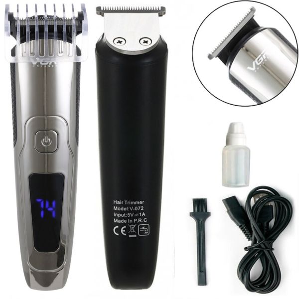 VGR V-072 Wireless USB Hairdresser with VGR V-072 Adjustable Nozzle, Waterproof Cordless Trimmer Razor with LED Display 5W
