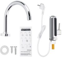 Delimano RX-011-1 flow water heater boiler with screen, chrome-plated electric heater on tap with LCD display and bottom connection