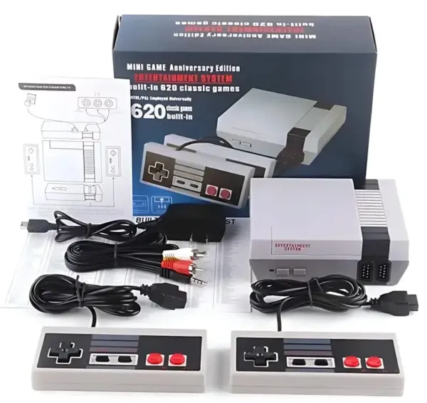 Retro Dendy Game Anniversary Edition NES 620 games with two joysticks Dendy 8 bit kids console with built-in games D1001 Grey