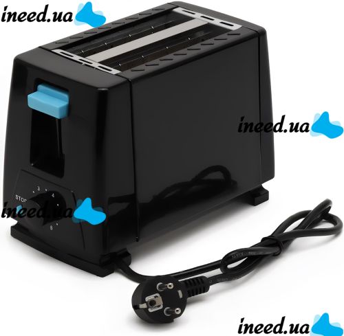 Electric Toaster Bitek BT-263 Black 1000w Kitchen Horizontal Electric Toaster for 2 Bread Toasts with Removable Tray 2 Slice Toaster Black