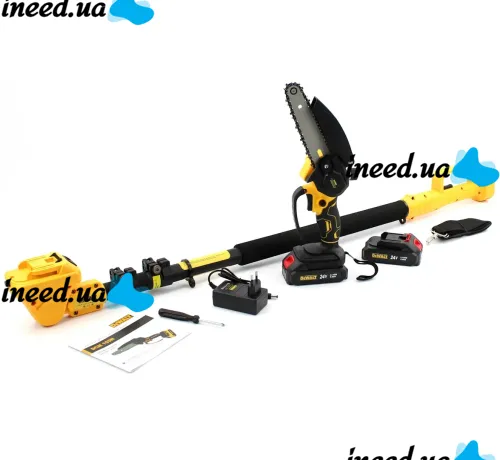 Набір електроінструментів DeWalt 24V 3в1 акумуляторний секатор DCMPP540P1, пила DCM160N і телескопічний подовжувач 130-201 см з 2 акумуляторами