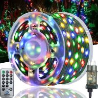 Новогодняя гирлянда RGB роса 100 метров 1000 LED диодов с пультом IP44, светодиодная нить Xmas 8 режимов 100м от сети Разноцветная