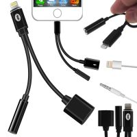 Перехідник Lightning to Headphone Jack Adapter MY026 аудіо адаптер 3.5mm розгалужувач на 2 порти для підключення зарядки і навушників до телефону