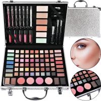 Miss Young GM20250 Cosmetics Gift Set 93 items Makeup eye shadow glosses blush powder and brushes in case Silver