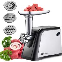 Kitchen Electric Meat Grinder Domotec MS-2022 3000W, Household Electric meat Grinder with sausage and kebbe attachments and a 3000W Homotek Pusher Black