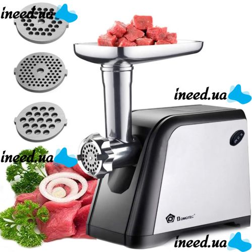 Kitchen Electric Meat Grinder Domotec MS-2022 3000W, Household Electric meat Grinder with sausage and kebbe attachments and a 3000W Homotek Pusher Black